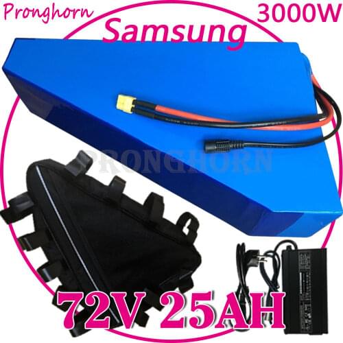 Free Tax 72V 2000W 3000W Battery 72V 12Ah 13Ah 15Ah 18Ah 20Ah 25Ah Electric Bike Triangle Lithium Battery with BMS + 84V Charger