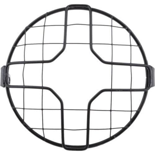 Universal Motorcycle 7 Inch Retro Grill Mesh Headlight Housing Cover Protector, Metal (Black)