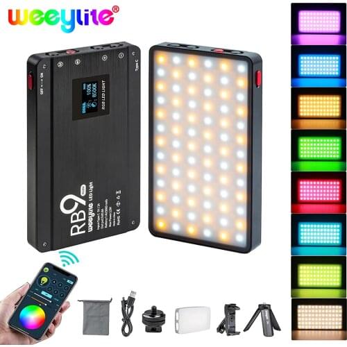 Viltrox Weeylite RB9 RGB LED Light 12W Portable Functional Full Color Camera LED Light Chargeable and Dimmable Phone APP control