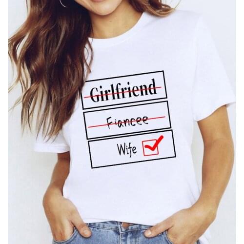 T-shirt For Women 2021 Letters Girlfriend Fincee Wife Print tshirt Harajuku T-shirts Summer Short Sleeve Femme Fashion Tops Tee