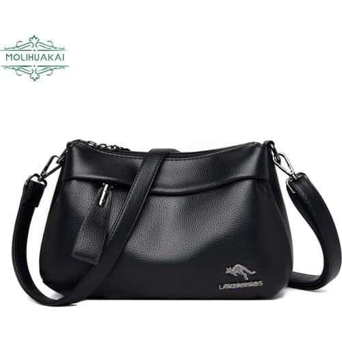 Ladies PU Leather Retro Shoulder Bag Casual Bag Double Shoulder Strap Anti Theft Handbag Bolsa Feminina Large Capacity Crossbody