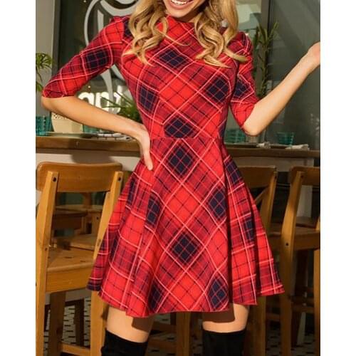 Ladies Casual Autumn Short Sleeve Sexy Yellow Plaid Mini Womens Dresses New Arrival 2020 Chic Work Party Vestidos