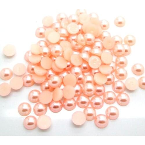 1000Pcs 6mm Light Pink Half Roud Pearl Beads FlatBack Scrapbook Craft Cabochon Kawaii DIY Embellishments Accessories