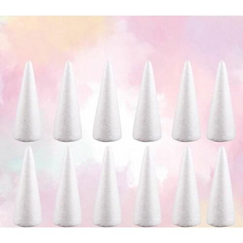 12pcs 10cm White DIY Cone Children Craft Cone Accessories for Home Craft Christmas