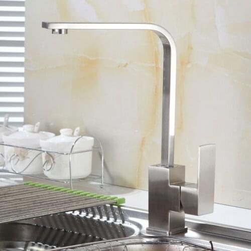 304 Stainless Steel 360 Degree Rotating Square Faucet Kitchen Sink Water Mixer Torneira Banheiro Kitchen Mixer Torneira Gourmet