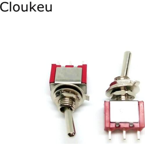 5Pcs 6MM Red 3Pin 2File MTS-102 Rocker switch 2A250V ON-ON Toggle Switch