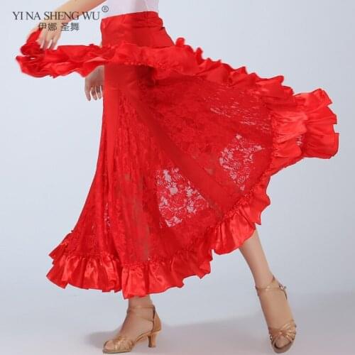 5 Colors Lace Dance Skirt Women Belly Dance Clothes Professional Big Swing Long Lace Skirts Gypsy Dance Costume Skirt Lace New