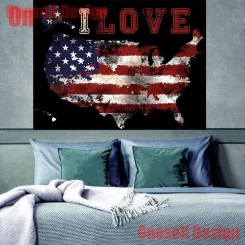 5d diamond embroidery full set i love USA 5d diamond painting full 5d square love diamond art kit decoration home wall sticker