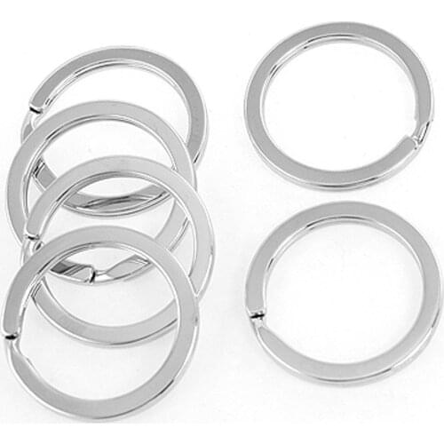 6 Pcs Hasps Silver Tone Metal Flat Split Rings Keyrings Keychains Keys Holder