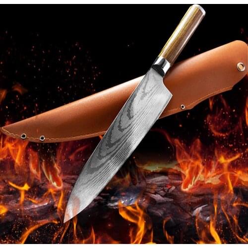 8 Inch Pro Japanese Chefs Nakiri Knife Stainless Steel Chef Knife Kitchen Knife Santoku Meat Cleaver Beef knife Gift With Cover