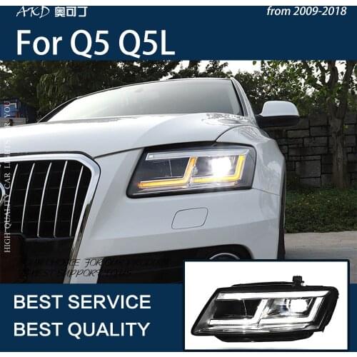 AKD Car Headlight for Audi Q5 2008-2018 LED Headlight DRL Light Turn Signal Lamps Projector Lens Double Beam Bi Xenon Assembly