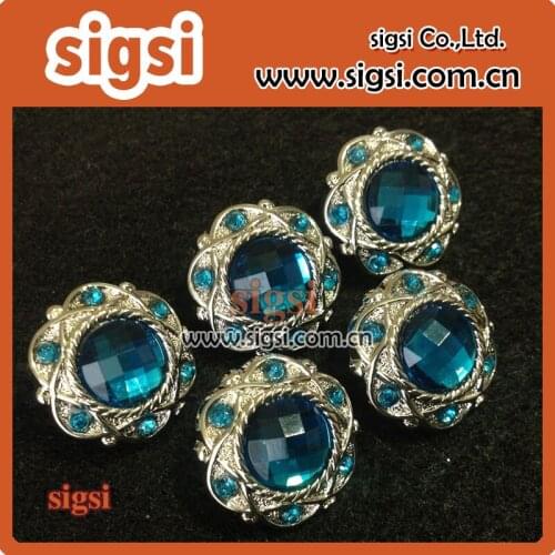 Bran-new on sale blue flower crystal acrylic rhinestone button for garniture