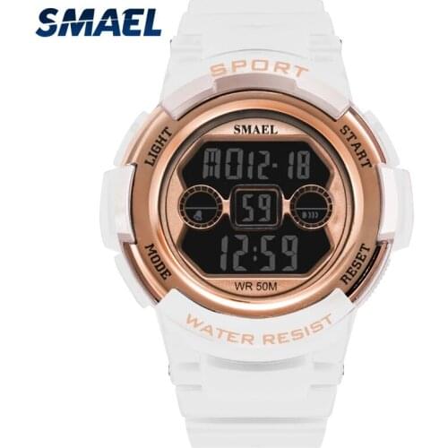 SMAEL Electronic Digital Display Time Womens Watches Sports Style Fashion Dial Automatic Date Update LED Luminous Hands
