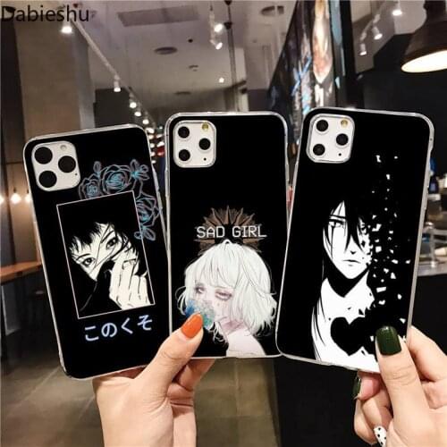 Sad Anime Vaporwave Aesthetic Phone Case for iphone 12 pro max 11 pro XS MAX 8 7 6 6S Plus X 5S SE 2020 XR cover