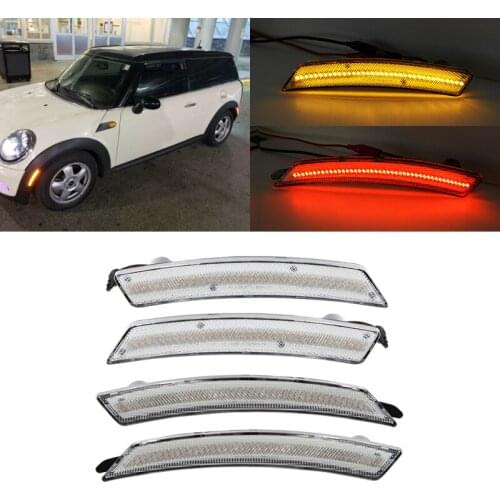 Fits For BMW Mini Cooper 2nd Gen R55 R56 R57 R58 R59 R60 R61 4x F&R Front Amber Led Side Marker Lights Turn Signal Lamps