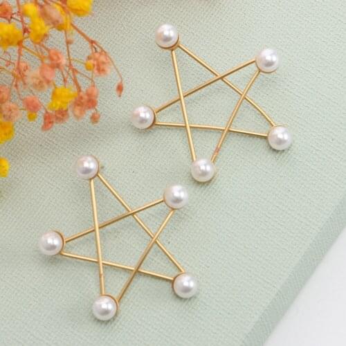 ELEGANCE11 Pearl Pentagram Pendant Earrings for Women Trendy Gold Dangle Earrings Party Jewelry Christmas Earrings