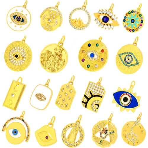 European And American Personality Color Devil Eye Pendant Surfing Pendant Coin Necklace Accessories New 2021