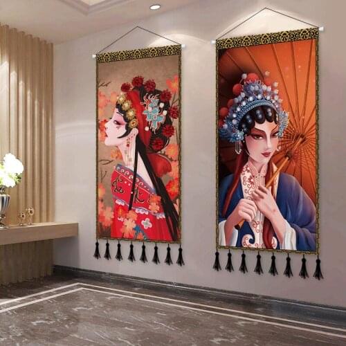 Chinese Style Peking Opera Art Canvas Painting Print Poster Home Living Room Decor Wall Pictures Scroll Painting Hang Room Decor