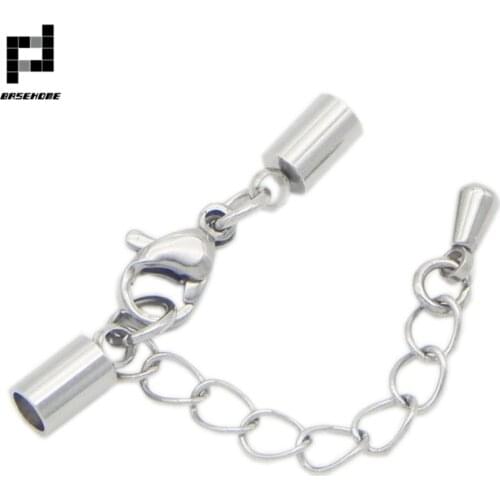 BASEHOME 5pcs 1.2/2.2/2.6/4/5/6mm Hole Size Stainless Steel Jewelry Connector Lobster Clasps Hooks Clasps For Leather Cord DIY