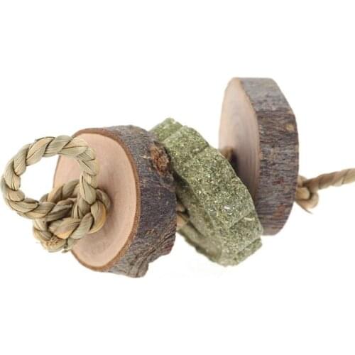 Rabbit Grass Cake Wooden Molar Toy Pet Chinchillas Hamster Bite String