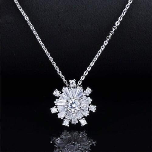 Hot Wholesale Promotion Snow Shaped Pendant Necklace Silver Color Jewelry For Women Christmas Gifts GLD0724