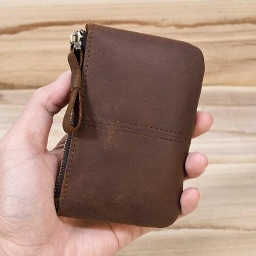 Genuine Leather Man women Money Clip real cow leather short wallet Slim coin pocket wallet Bifold Leather purse card case
