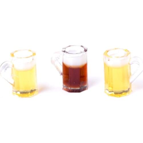 TOYZHIJIA Mini Beer Cups 1pcs 1:12 Miniature Kitchen Toys Kawaii Miniature Drink Japanese Mini Cups Goblet Doll House Beer Cups