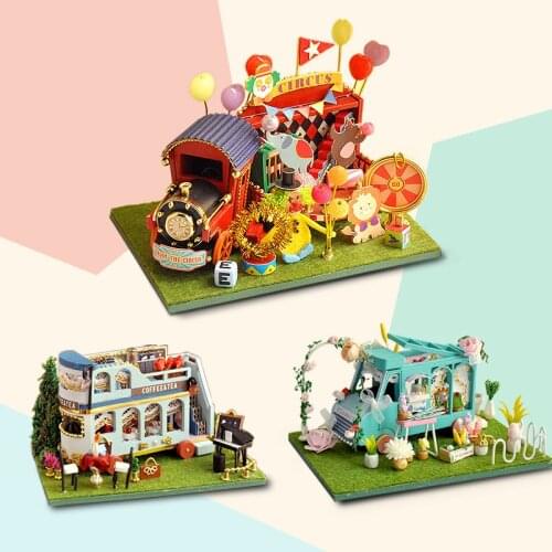 Diy Doll House Miniature Dollhouse Kit With Furniture Mini Car Little House Wooden Model Birthday Gift Kids Toys Christmas Goods