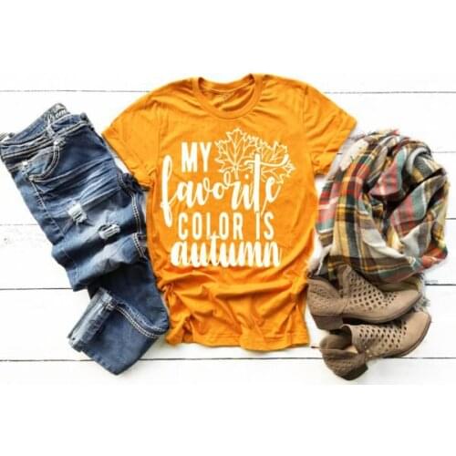 My Favorite Color is Autumn Shirt Womens Fall Pumpkin Thankful T-Shirt Maple leaf graphic vintage aesthetic tumblr tee goth top