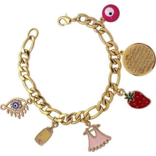 Muslim AYATUL KURSI turkey evil eye stainless steel baby Bracelets