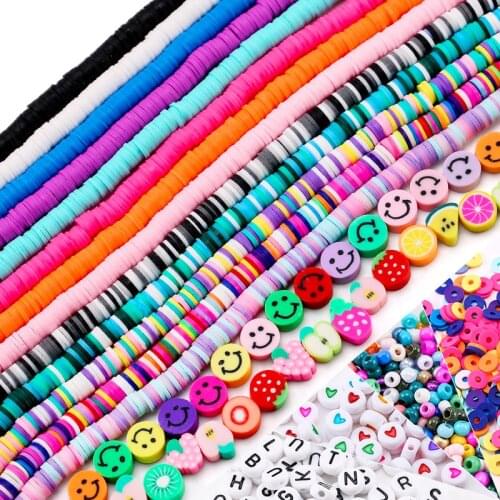 Soft Polymer Clay Beads Flat Round Clay Loose Spacer Beads Alphabet Letter Beads for Bracelet Necklace Making Jewelry Craft DIY