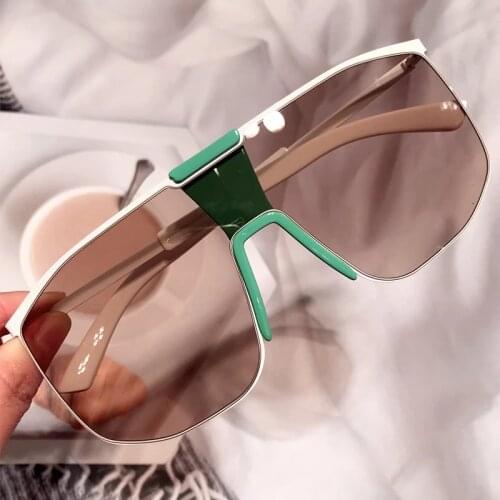 2021 New Luxury Brand One Piece Square Sunglasses For Women Vintage Oversized Shield Sun Glasses Men Retro Pilot Clear Eyewear