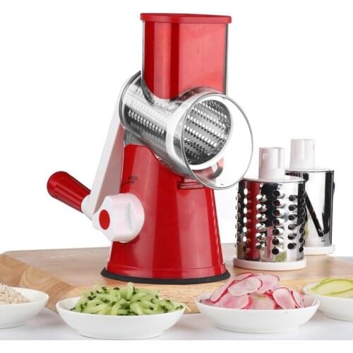 Vegetable Cutter Round Mandoline Slicer Potato Carrot Grater Fruit Slicer with 3 Stainless Steel Chopper Blades Kitchen Tool