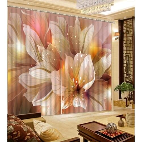 Costom window roman curtain fasthion flower lily Bedroom Living Room Kitchen Home Textile Luxury 3D Window Curtains