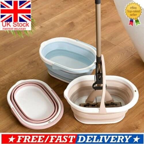 Foldable Mop Bucket Collapsible Portable Wash Basin Dishpan With Handle For UK