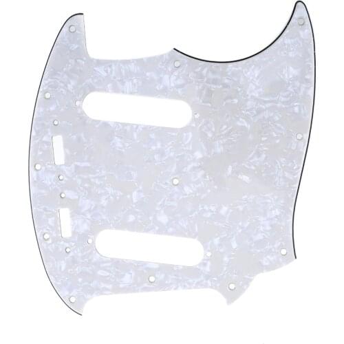 Musiclily Pro 12-Hole Guitar Pickguard for Fender American Mustang, 4Ply Aged White Pearl