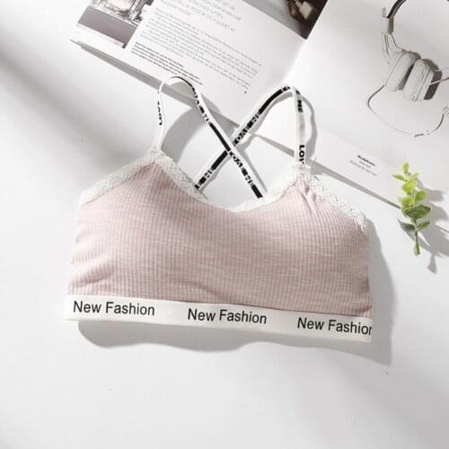 Womens Intimates Sexy Hollow Out Lace Trim Letter Print Bras Solid Crochet Tank Tops Bralette With Cross Shoulder Strap