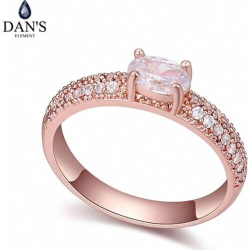 DANS Real Austrian Crystals Brand AAA Zirconia Micro Inlays Fashion Ring for women New Geometric 111276rose