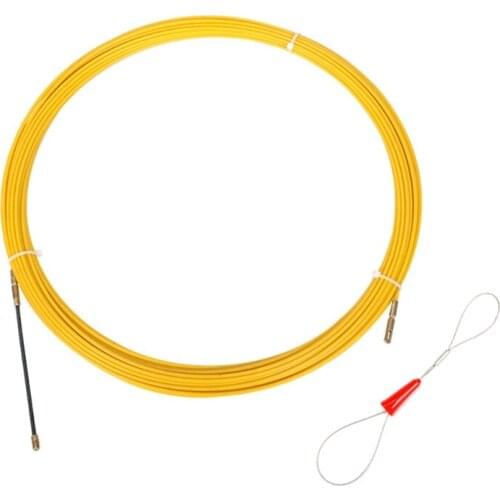 066E 5/10/20/30m Cable Puller Fish Tape Yellow Cable Fiberglass Fish Tape Reel Puller Fiberglass Metal Wall Wire 3/4/6mm
