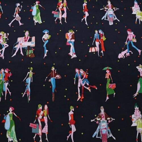1 Meter Modern Girl 100% Crepe De Chine Printed Silk Dress Fabric