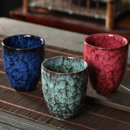 1pcs/3pcs Japanese Style Kiln Change China Ceramic Tea Cup Porcelain Kung Fu Cups Pottery Drinkware Wholesale Household 250ml