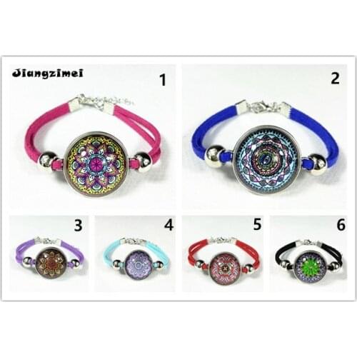 12pcs/lot Indian henna bracelets Mandala Flower Bandanna charm Bracelet Zen Vintage bangle