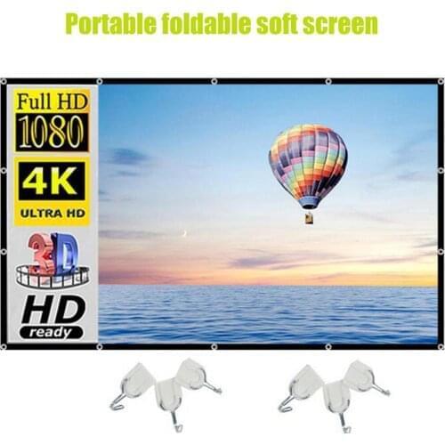 120 Inch 16:9 Projector Screen 3D HD Projection Screen Home Outdoor Office Portable Frameless Video Reflective Projector Screen