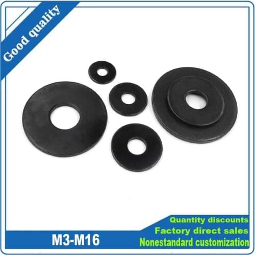2/25pcs Black Carbon Steel Large Size Oversize Big Wider Flat Washer M3 M4 M5 M6 M8 M10 M12 M14 M16 Plain Gasket High Quality