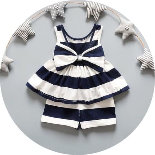 2016 Infant Clothes Toddler Children Summer Baby Girls Clothing Sets Stripe 2pcs Kids Clothes Suits Girls Summer Set Sleeveless