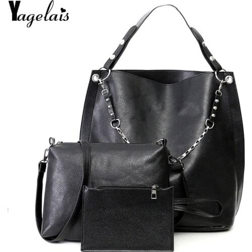PU Leather Women Bag High Quality 3 Sets Composite Bag With Wallet Female Handbags Large Capacity Casual Tote Bags With Purse
