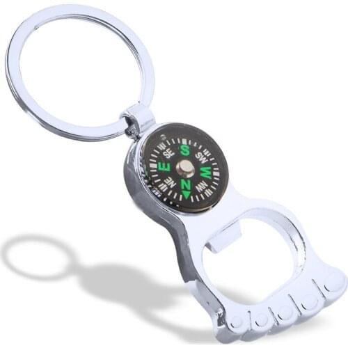 FREE shipping by FEDEX 100pcs/lot New Metal Foot Bottle Opener Keychains with Compass Zinc Alloy Foot Keyrings Custom LOGO