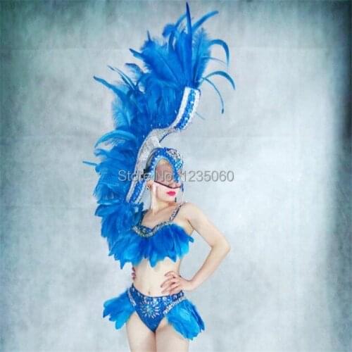Nightclub Bikini DS Ballroom Costume Stage Performance Clothes Dancing Outfit TV Show Nightclub Party Dress With Headwear