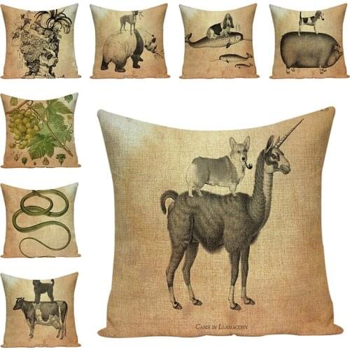 Bonito Cotton Animal Impresso Almofadas Decorativas Para Home Decor Capa de Almofada Pillow Covers Cushion covers Sofa Cadeira