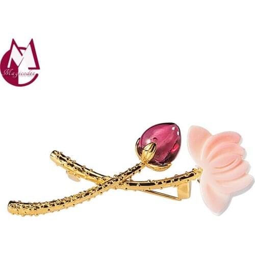 Flower Bone Lotus Brooch Real 925 Sterling Silver Inlaid Rouge Shell Creative Pin Fashion Fine Jewelry Men Women 2021 Luxury X12